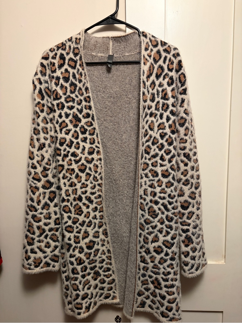 Alya Leopard Print Open-Front Cardigan - Cream/Tan/Black